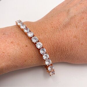 Rose Gold Toned 7” Tennis Bracelet with Round Cut Cubic Zirconia Stones